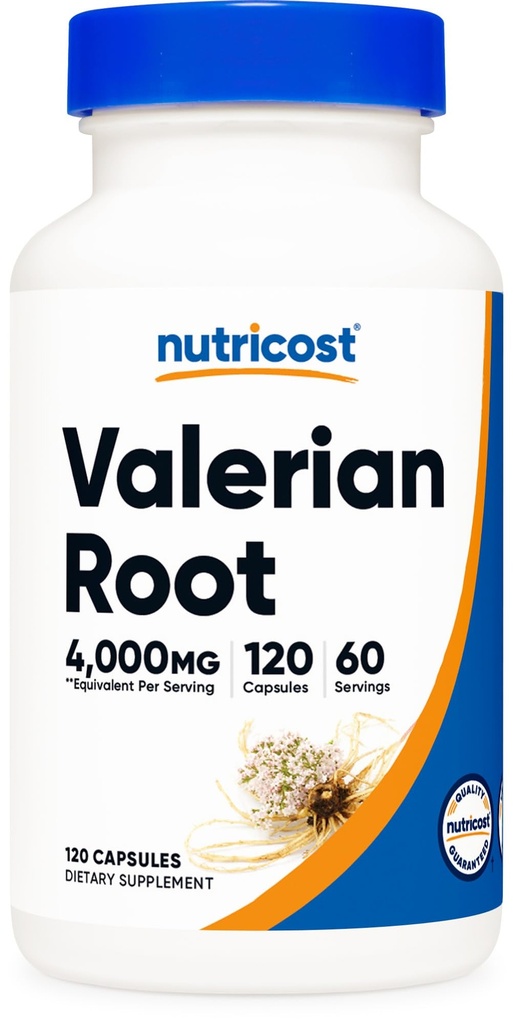 Nutricost Valerian Root Capsules (1000mg Per Serving) 120 Kapsler - 4.000mg Ækvivalent Per Serving (4: 1 Uddrag), Vegetarisk Caps, Gluten Free, Non- GMO