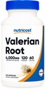 Nutricost Valerian Root Capsules (1000mg Per Serving) 120 Kapsler - 4.000mg Ækvivalent Per Serving (4: 1 Uddrag), Vegetarisk Caps, Gluten Free, Non- GMO