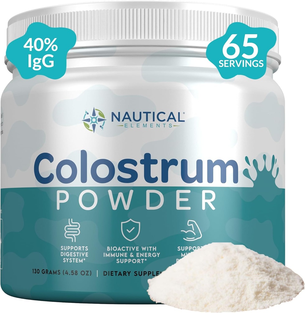 Pure Colostrum Powder 130g, 40% IgG, 65 Servering Colostro Bovino para Adultos
