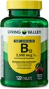 Spring Valley, Vitamin B12 2500 MCG, B12 Quick- Opløs Cherry Flavor tabletter Kosttilskud, Vitamin B12, 120 Greve - Nyt udseende (pakke med 1)
