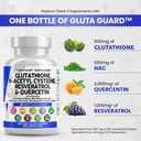 Rene nukleosteroider Glutathion 500mg tillæg med vitamin C N Acetyl Cysteine 600mg Berberine 1000mg Resveratrol Quercetin Alpha Lipoic Acid - Reduceret L Glutathion Free Form Kvinder 60 Ct USA Made