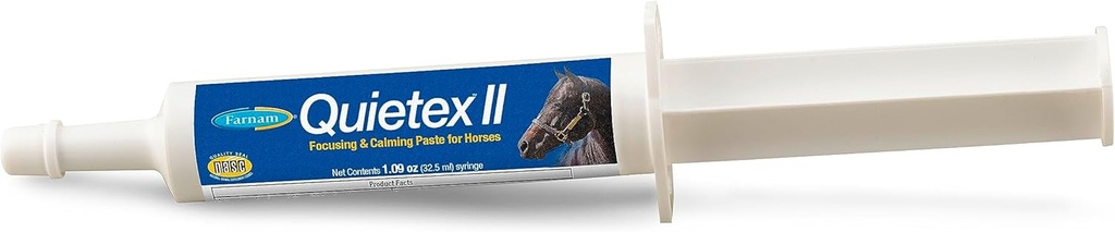Farnam Quietex II Horse Calming Supplement Paste for heste, Hjælper med at håndtere nervøs adfærd og holde heste rolig & sammensat i stressende situationer, 32.5 ml sprøjte
