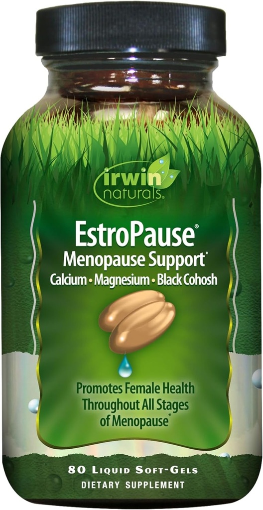 Irwin Naturals EstroPause Menopause Support - 80 flydende bløddele - fremmer kvinders sundhed gennem alle faser af menopause med calcium, Magnesium & Black Cohosh