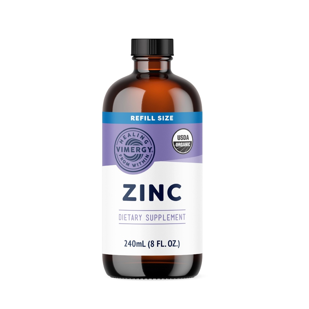 Vimergy Organic Zink Kosttilskud til kvinder og mænd (7, 5 mg flydende zink per servering) Fast- Absorbing immunforsvar, fremmer sunde knogler & hud, USDA Certified Organic, Vegan, Op til 120 Servere (240ml)