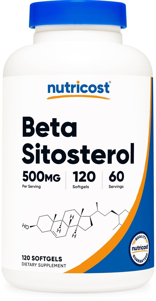 Nutricost Beta sitosterol 120 Softgel, 500mg - Non- GMO, Gluten Free Supplement, 60 Servere
