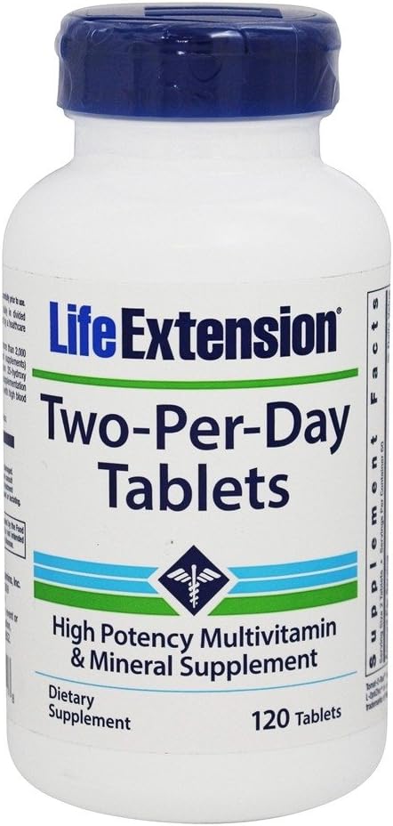 Life Extension Two- Per- Day tabletter Super- Potent Multivitamin & Mineral Supplement 120 tabletter