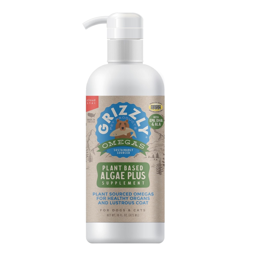 Grizzly Pet ProductAlgal Plus Omega 3- 6- 9 Kosttilskud til hunde og katte, 16 Ounce Flaske