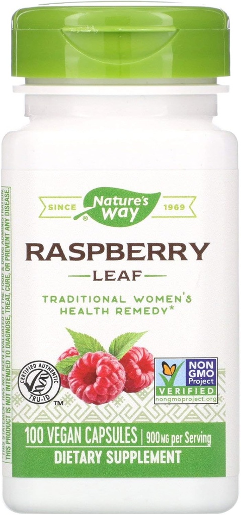 Nature 's Way - røde hindbær blade, 450 mg, 100 kapsler