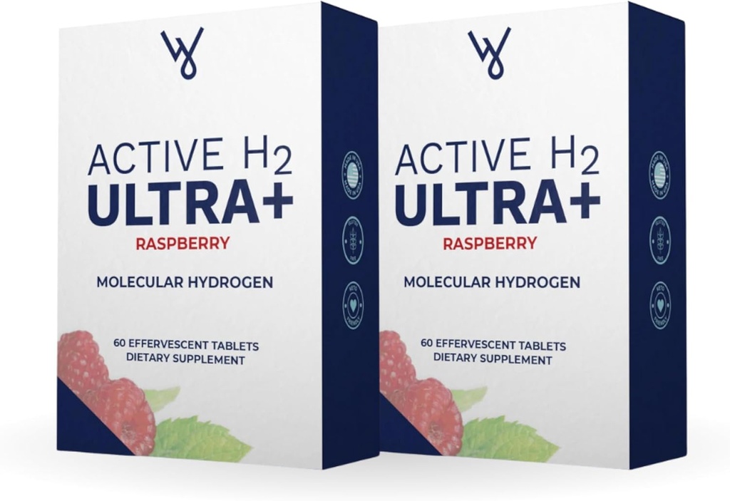 Aktiv H2 Ultra + Hydrogen vand Tablet, Naturlig Hindbær. Optimer sundhed, Support Immunitet, og Balance Antioxidanter med fordele ved Molekylær Hydrogen 120 Servere