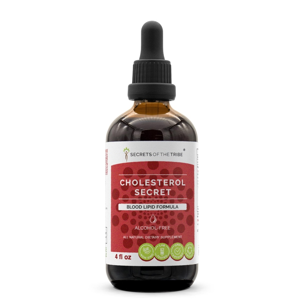 Secrets of the Tribe - Cholesterol Secret, Blood Lipid Formel, Herbal Supplement Blend Drops Alkohol- Free Liquid Extract 4 fl oz