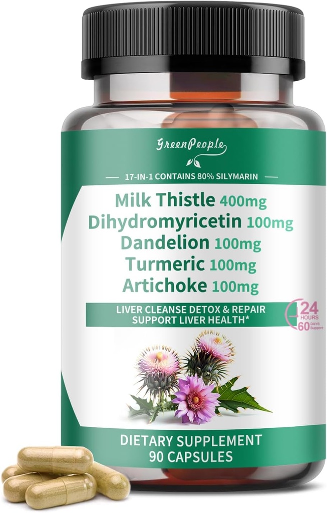 GREENPEOPLE lever rense Detox & Reparation - Styrke Mælk Thistle 30X ekstrakt - Standardiseret og koncentreret 80% Silymarin w / Vitamin, 95% curcuminoider & 17 + Lever sundhed næringsstoffer til Revive & Thrive