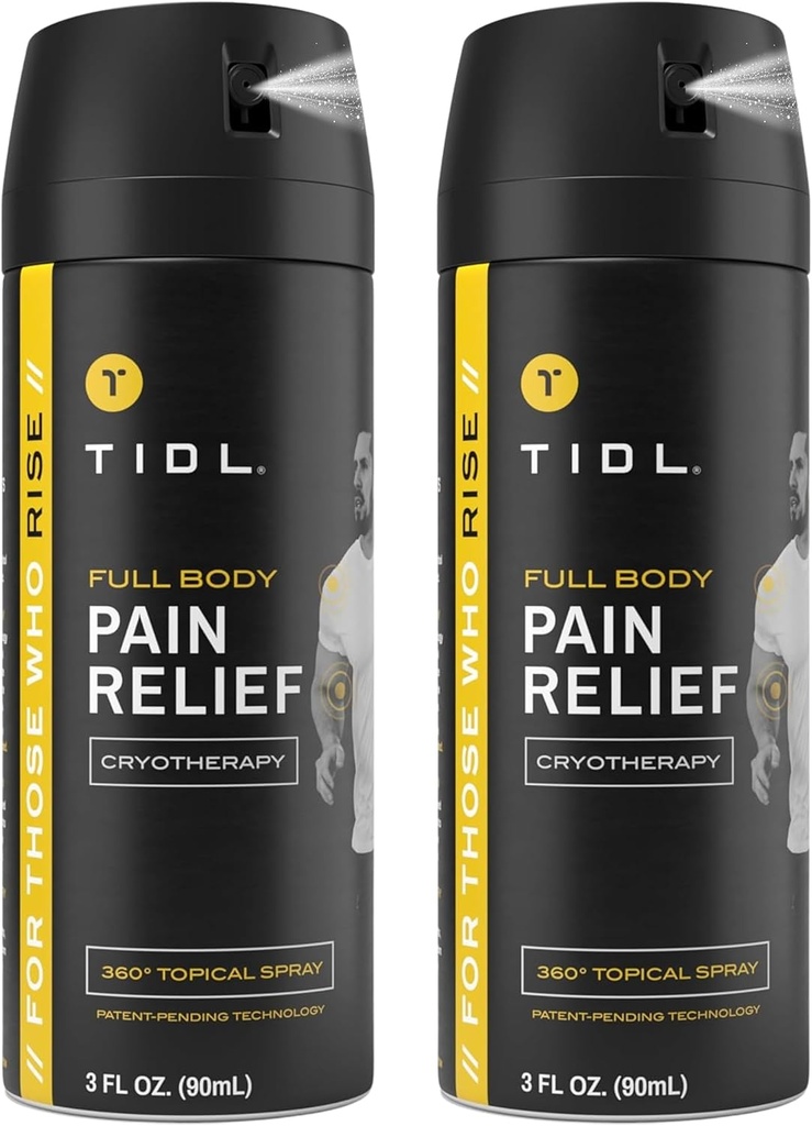 TIDL Cryoterapi smertestillende spray, 3 Oz (pakke med 2) Målrettet nakkesmerter, fælles & muskelsmerter lindring med økologiske, Plantbaserede menthol, Instant Cooling for Gigt, Tilbage & Knee Pain