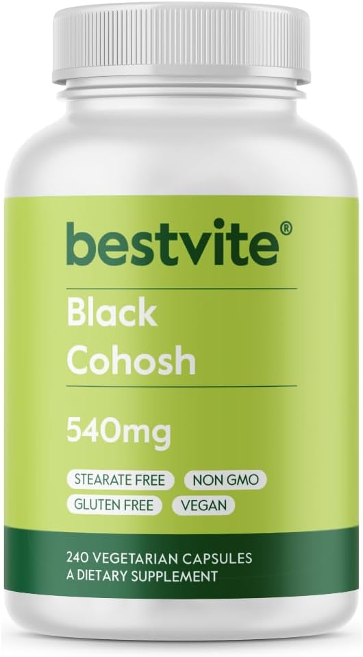 BESTVITE Black Cohosh 540mg (240 vegetariske kapsler) - Ingen Stearates - Ingen Fillers - Vegan - Ikke GMO - Gluten Free