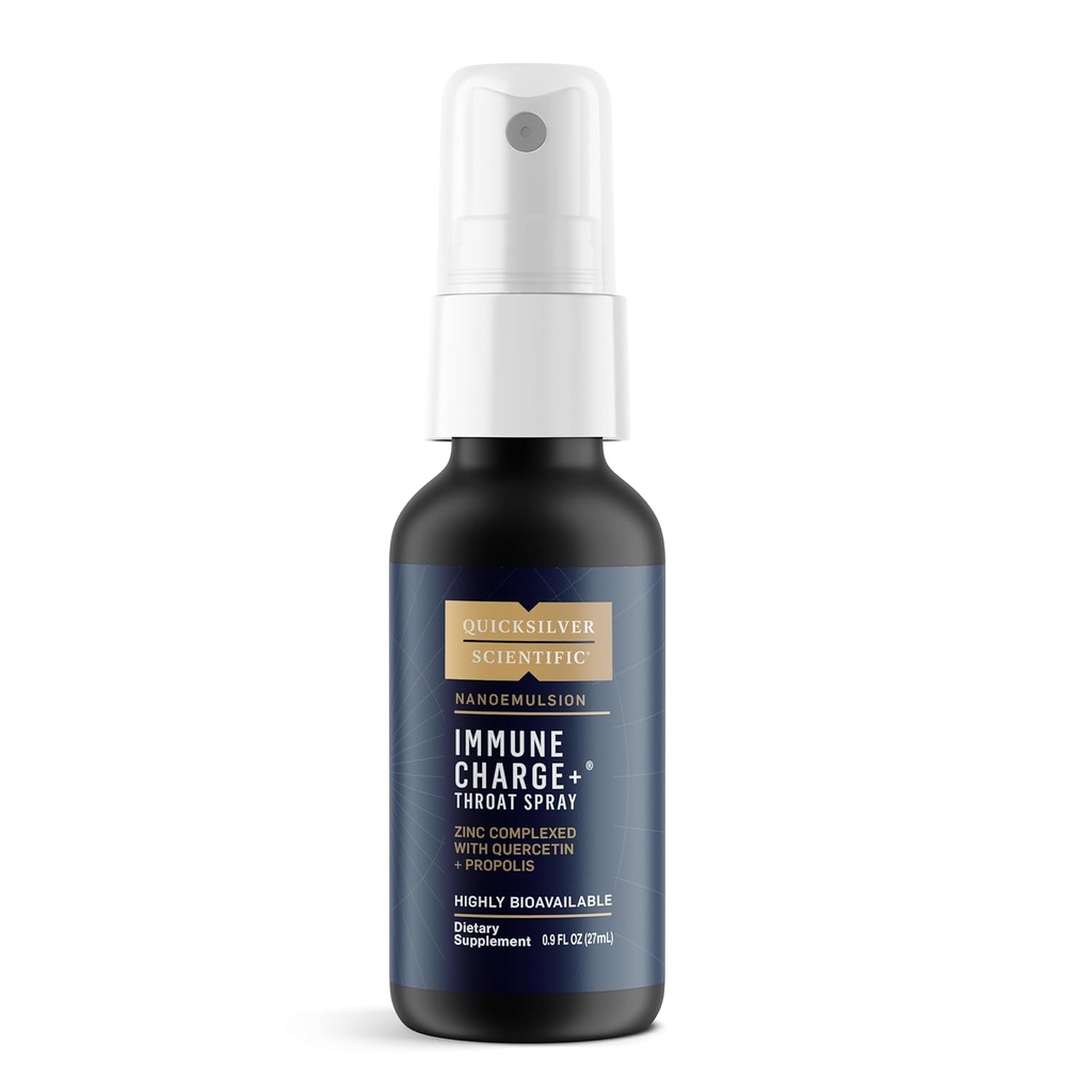 Quicksilver Scientific Immunity Charge + Zink Throat Spray - Immunity Support Liquid Zink supplement med Quercetin - 'Throat Coat' med Liposomal Absorption Technology (0,9 fl oz / 27 ml)