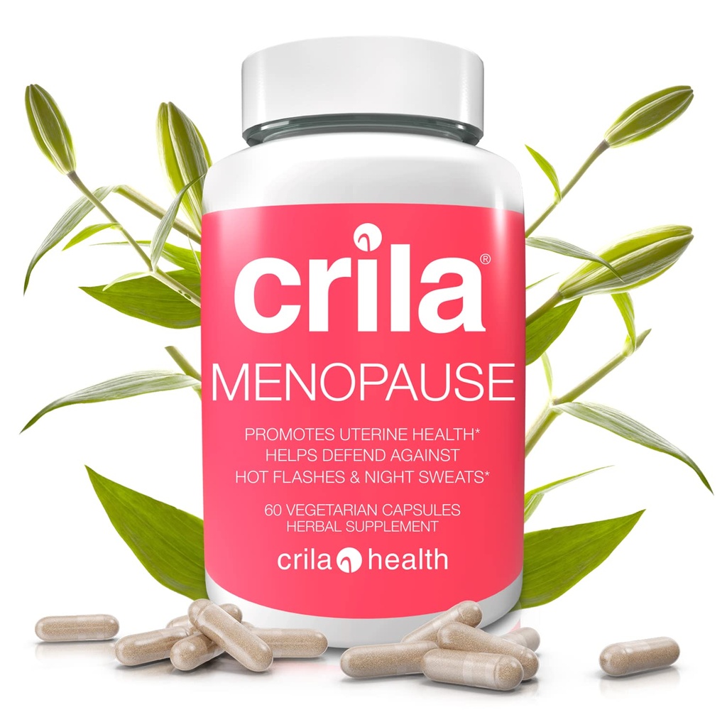 Crila sundhed Menopause Kosttilskud til kvinder - 60 Ct. I Night Sweats & Hot Flashs Menopause Relief for kvinder med ingen østrogen, naturlige ingredienser, Reducere Moods Swings, Træthed & Bloating *
