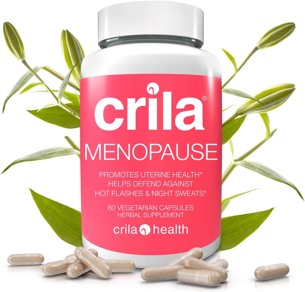 Crila sundhed Menopause Kosttilskud til kvinder - 60 Ct. I Night Sweats & Hot Flashs Menopause Relief for kvinder med ingen østrogen, naturlige ingredienser, Reducere Moods Swings, Træthed & Bloating *