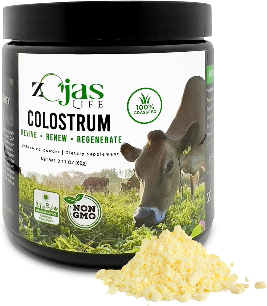Colostrum Supplement, 100% Grass Fed, from Organic Farms, Colostrum Powder for Immunity, Gut Health, Wellness - Made with Regenerative Farming Practices, 30 Day Supply, Unflavored