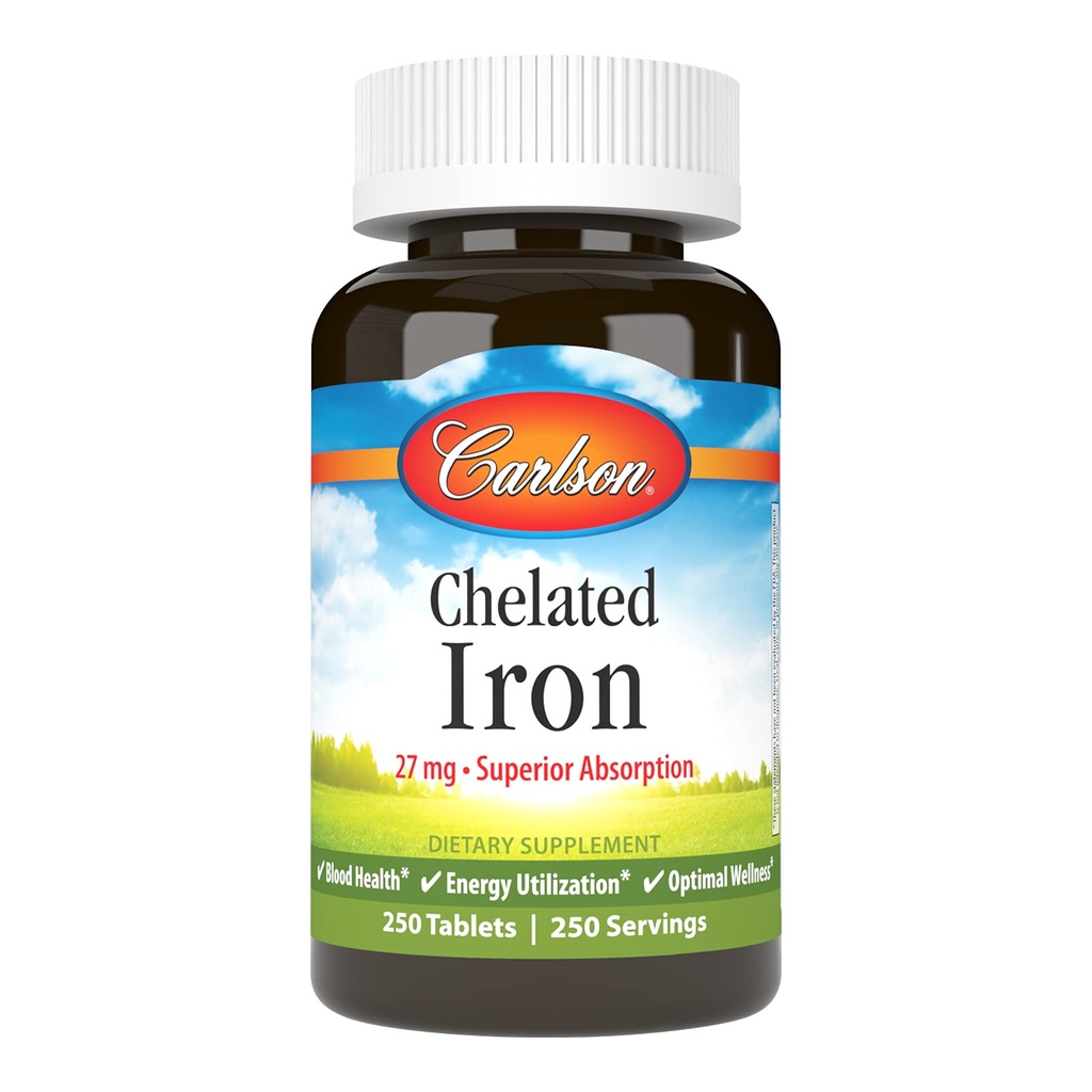 Carlson Labs Chelated Iron 27 mg, 250 tabletter