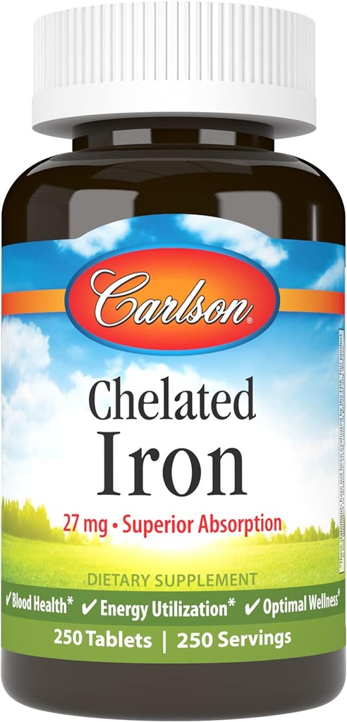 Carlson Labs Chelated Iron 27 mg, 250 tabletter