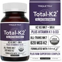 Total K2 ® - 124; K2-vitamin som MK7 & MK4 - 124; Plus K1 & D3-vitamin - 620 mcg K2 pr. servering - All- Trans MK7 fra MenaQ7 ® - Full- Spectrum Vitamin K - Vegan, Organic Certified (60 kapsler)