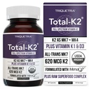 Total K2 ® - 124; K2-vitamin som MK7 & MK4 - 124; Plus K1 & D3-vitamin - 620 mcg K2 pr. servering - All- Trans MK7 fra MenaQ7 ® - Full- Spectrum Vitamin K - Vegan, Organic Certified (60 kapsler)