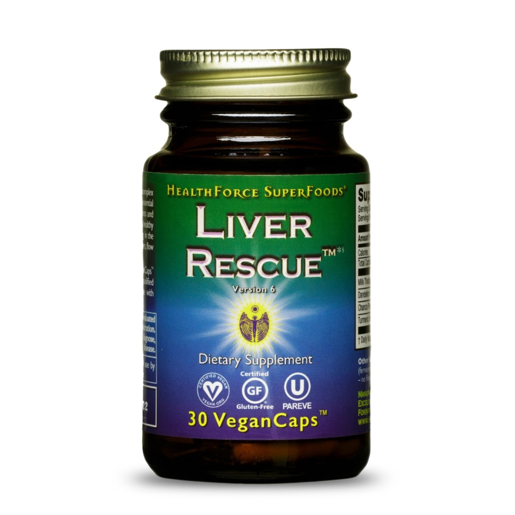 HealthForce SuperFoods Leverredning - Natural Lever Cleanse - med mælk tidsel & Mælkebøtte Root - Glutenfri & Vegan - 30 kapsler