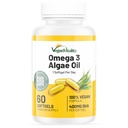 Vegan Vitality Vegan Omega 3 Supplement - 60 Plant baseret Algae Oil Soft Gels essentielle fedtsyrer med Vegan DHA til fælles, hjerte & immunforsvar uden EPA
