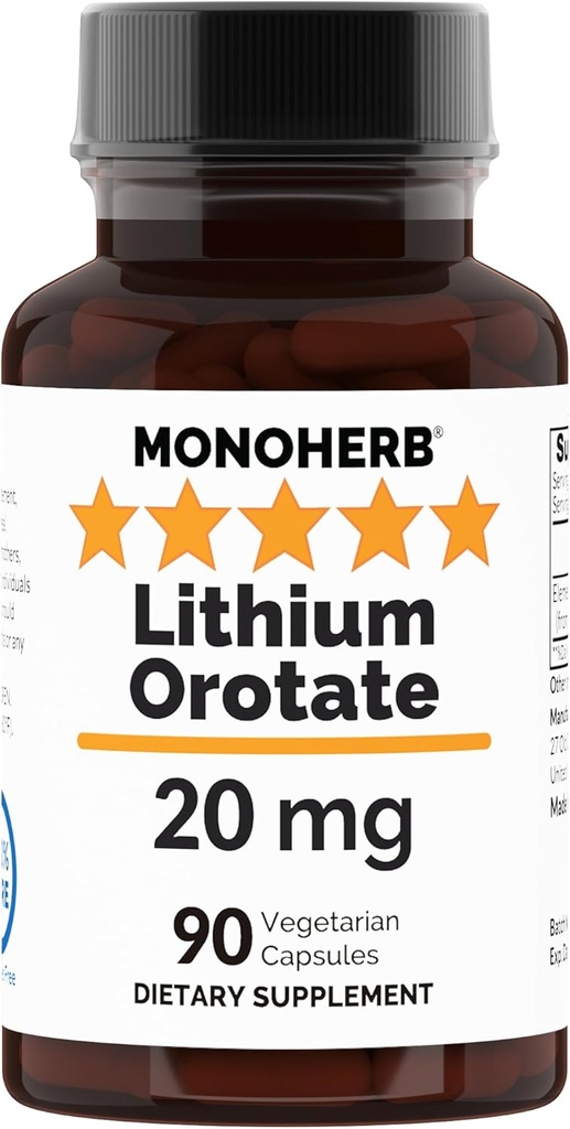 Lithium Oroter 20 mg Elemental Lithium per kapsel - 90 Vegetariske kapsler