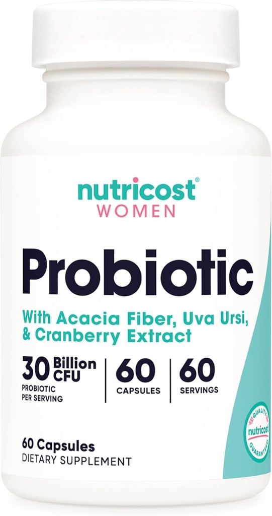 Nutricost Probiotic for Women 30 Billion CFU, 60 Capsules - Complex with Acacia Fiber, Uva Ursi & Cranberry Extract, Non-GMO & Gluten Free