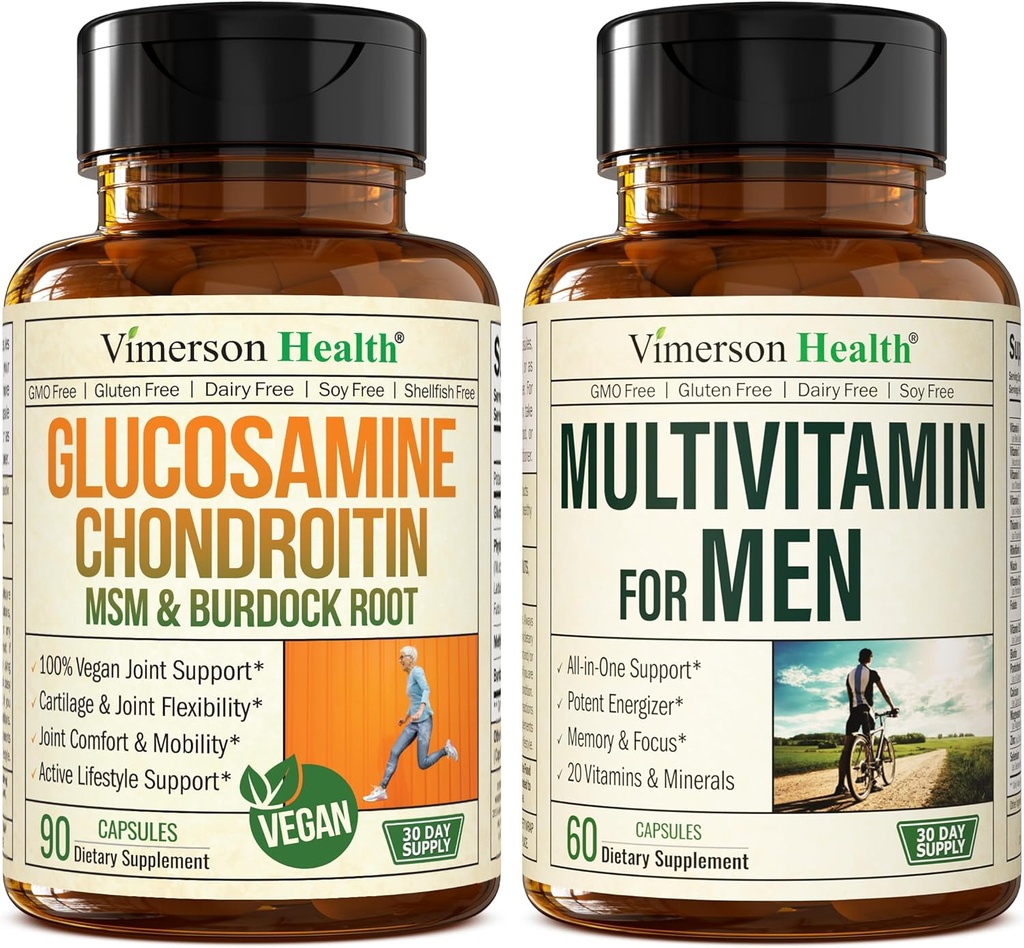 Vegansk Glucosamin Chondroitin MSM Fælles Support & Komplet Multivitamin til mænd