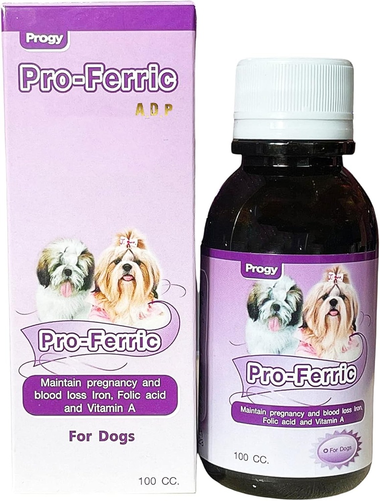 PRO- FERRIC 100 CC. Flydende Tonic Best Pet Booster Blodstøtte til hunde Puppies Iron & Multi Vitaminer supplement Super Stigende Animal Immunity Energy & Power, Folk B6 B12 fremmer Red Blood Cell