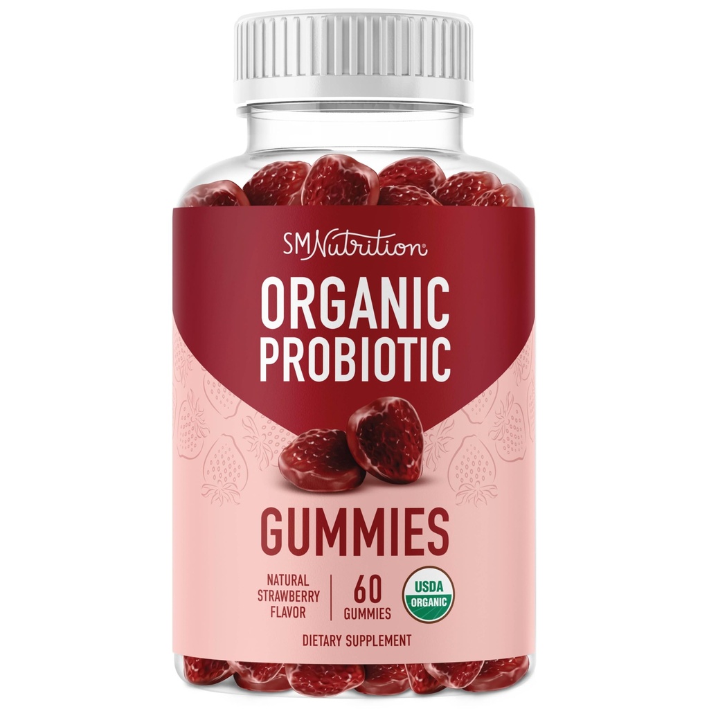 Organic Probiotics Gummy Note 124; 5 Millioner CFU Probiotics til fordøjelsesmæssig sundhed & immunforsvar