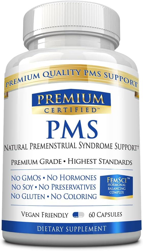 PMS Support - All Natural Hormonal Balance - Cykelregulator, Mood and Energy Enhancer, Hudstøtte - Aften Primrose Oil, Calcium, Bioperine - 60 kapsler