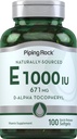 Piping Rock Vitamin E 1000 IE Softgel Kapsler er 124; 671mg