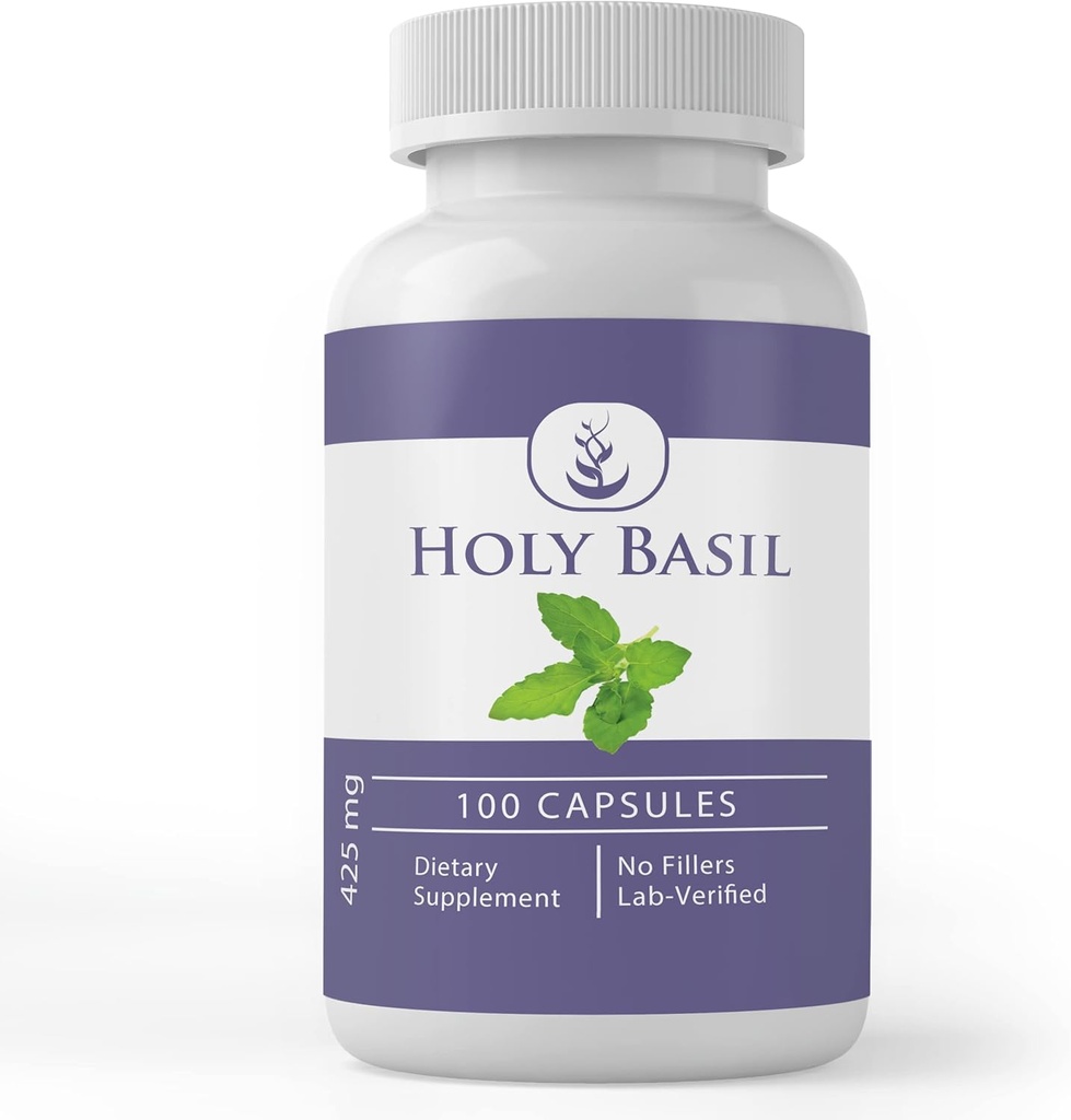 Pure Original Ingredienser Holy Basil, (100 kapsler) Altid Pure, Ingen tilsætningsstoffer eller Fillers, Lab Verified