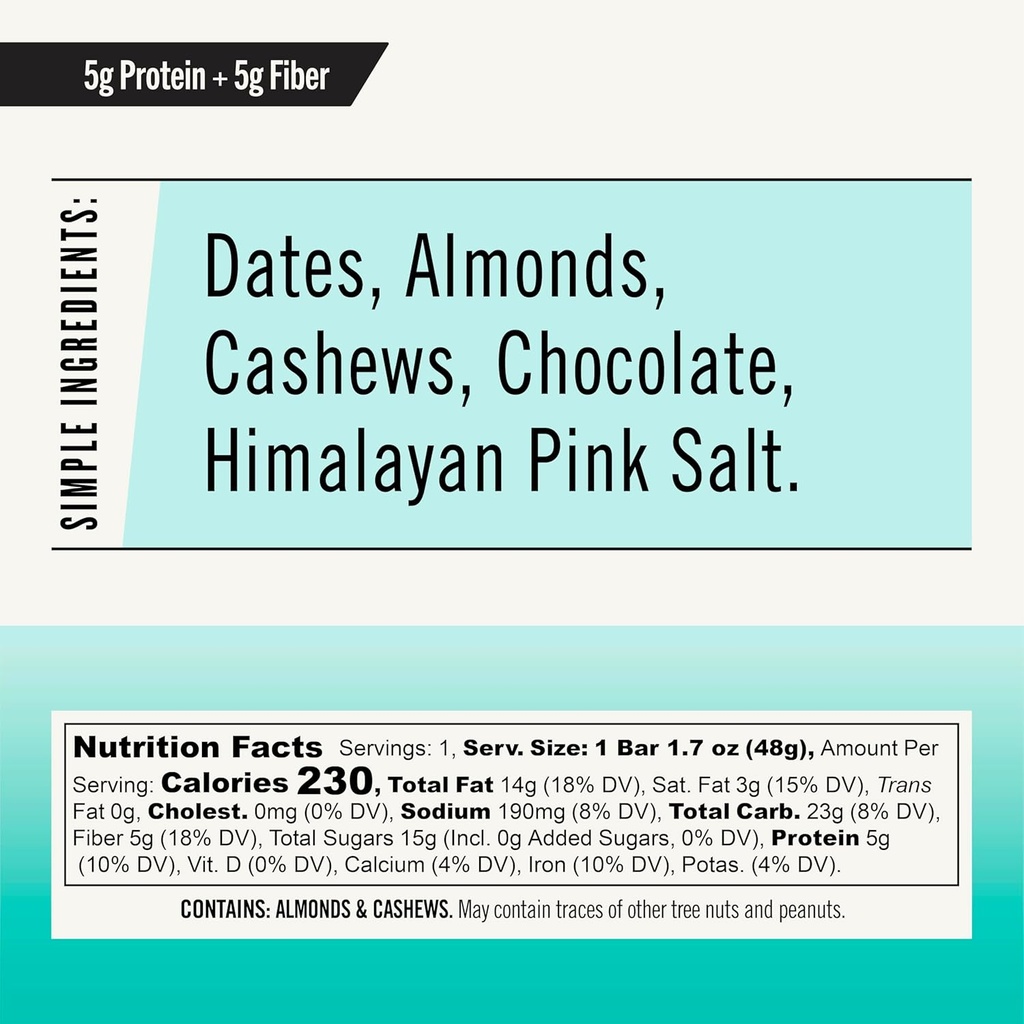 Thunderbird Bars Energy Snack, Gluten- Free with Protein, Sund Real Food, Vegan Paleo Non- GMO, Ingen tilsat sukker, Chokolade Mandel Butter Sea Salt Flavor (12 Greve, 1.7 oz. Barer)
