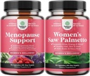 Bundle af overgangsalderen Supplement for Hot Flashs med Dong Quai Vitex Chaste Berry & Black Cohosh & Extra Strength Saw Palmetto for Kvinder 500mg - DHT Blocker Hårtab supplement med Maca Root & Biotin