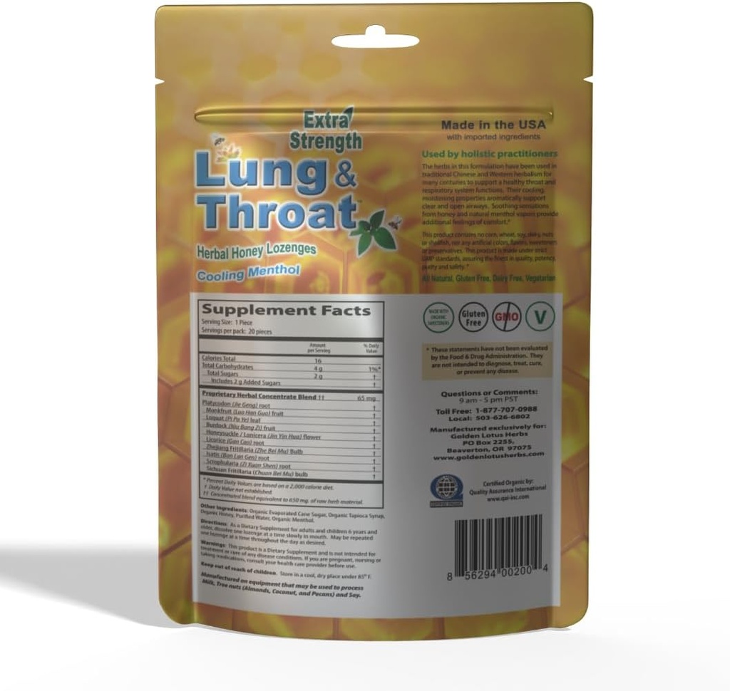 Lung & Throat Herbal Lozenges - QAI Certified Organic