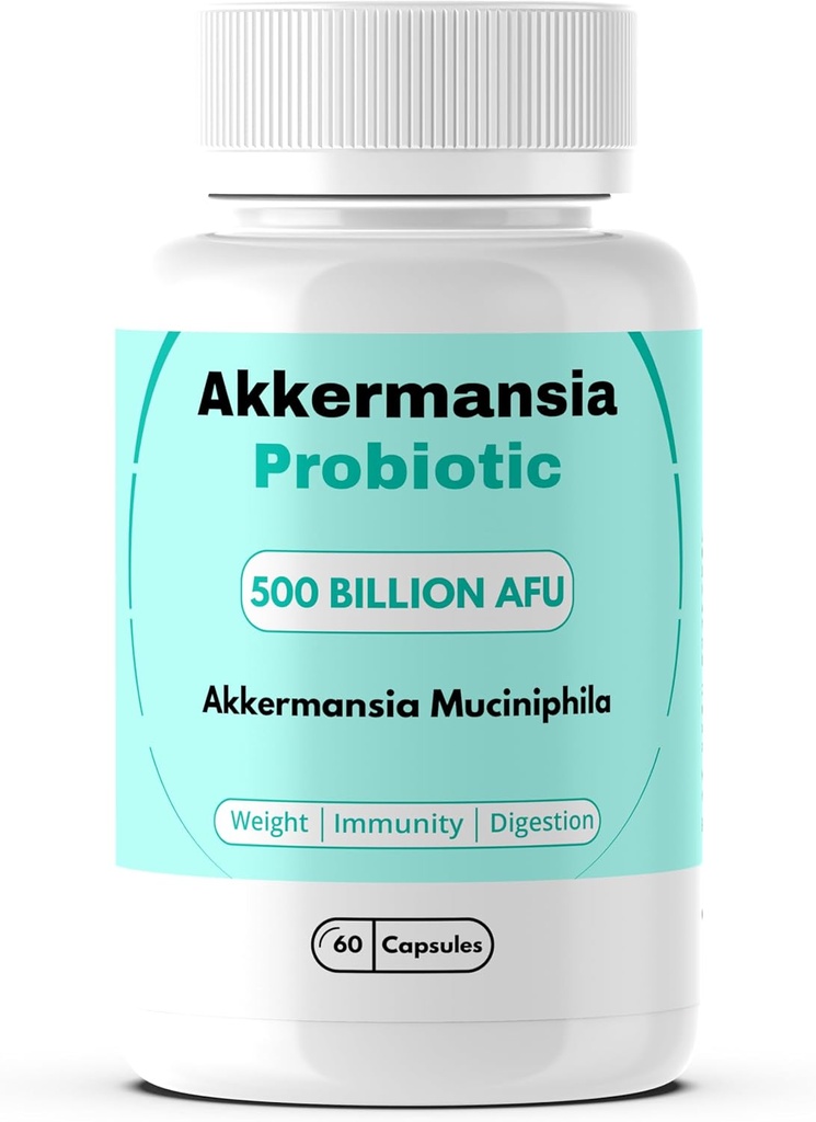 Akkermansia Mucinifilia Probiotic 500 Millioner AFU for Gut Health, for Immunitet, Grøn te, Chrom, Vitamin D & Vitamin B12, 60 kapsler