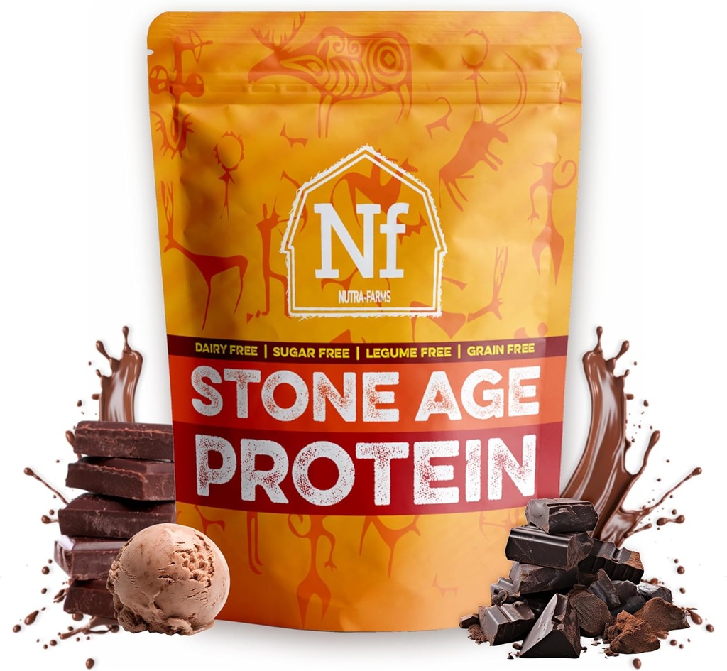Nutra Farms Stone Age Protein Measure 124; Gluten- Free Egg White Protein Powder Measurement 124; Dairy Free, Sugar Free & Gut- Friendly Measurement 124; Chocolate, 2 lbs