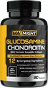 Glucosamin Chondroitin MSM Turmerisk, Boswellia, 12- in-1, Joint Comfort, Mobility, Smøreevne & Styrke for Mænd Kvinder & Senior, 90 Tab, Ingen Shellfish