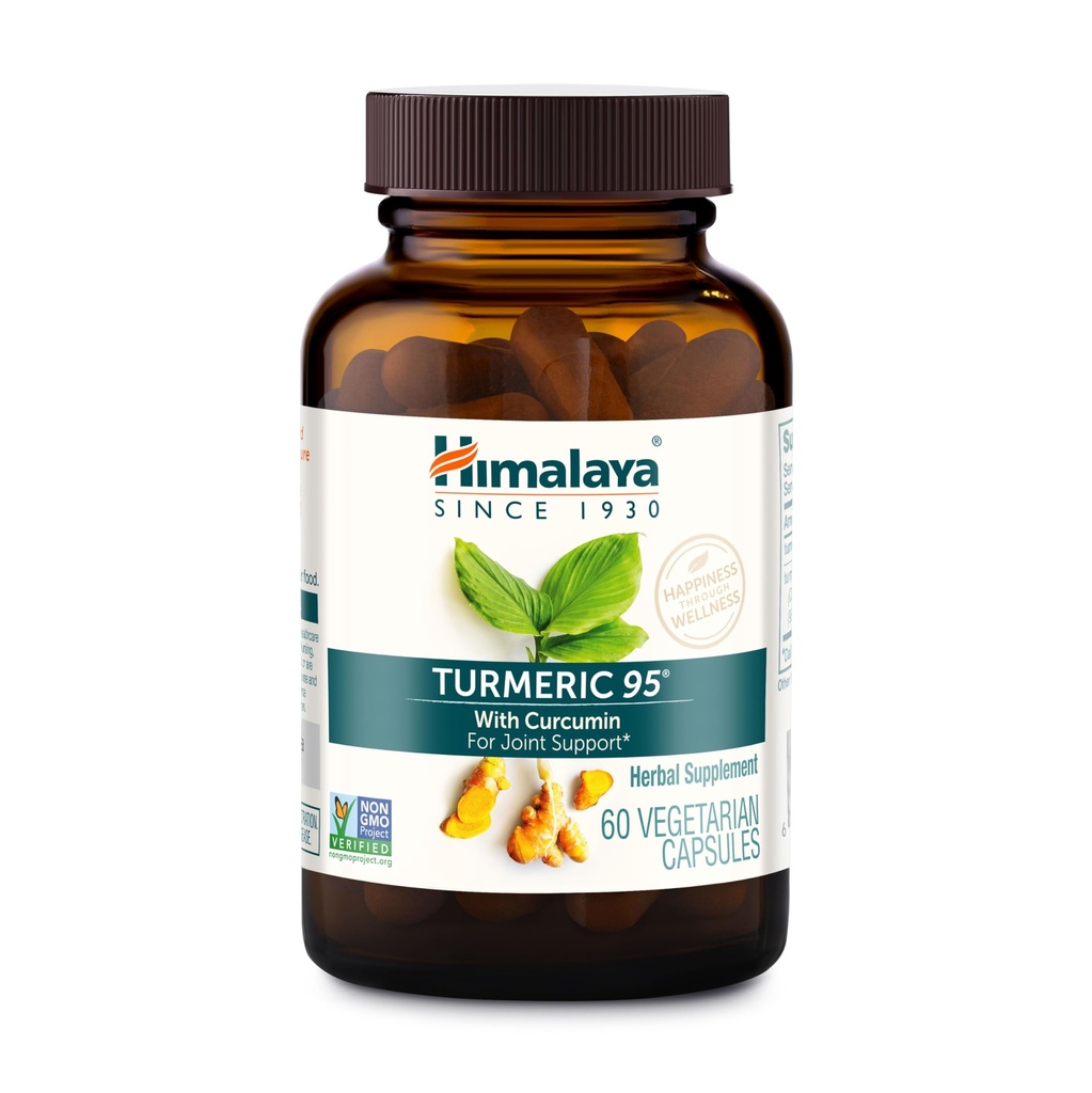 Himalaya gurkemeje 95 Supplement med Curcumin / Curcuminoids, Joint and Muscle Support, Optimal Fleksibilitet og Mobilitet, 600 mg, Non- GMO, Vegan, Gluten Free, 60 kapsler, 60 dages forsyning