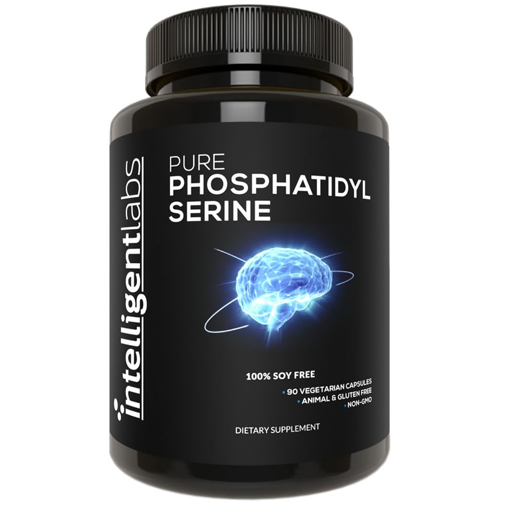 Intelligente Labs Phosphatidylserin Supplement 100mg, 90 High Strength Capsules, 100% Soy og Allergen- Free, Pure Phosphatidylserin fra Sunflower Lecithin