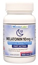 Wonder Laboratories Chewable Melatonin 10mg + B6 Hurtig opløsning hjælper dig med at falde hurtigere, Stay Assaping Longer 100 Greve