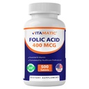 Vitamatisk folinsyre 400 mcg - 500 vegetariske tabletter - Vitamin B9