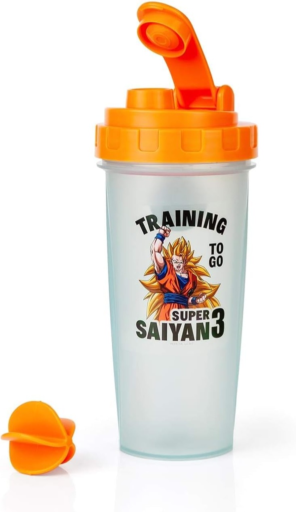 Dragon Ball Z Super Saiyan Goku Gym Shaker Flaske -20 ounce BPA- Gratis Plastic Blender Flaske med Whisk Ball - Protein Shake, Meal Erstatning, Smoothie Mixer - Gym træningstilbehør - Ideel DBZ Gaver