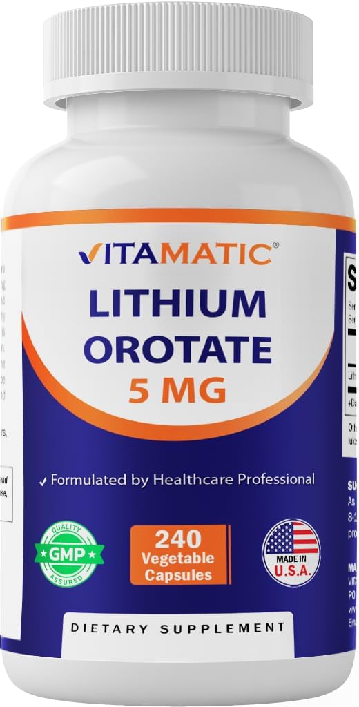 Vitamatisk lithium Orotere 5mg, 240 Veggie kapsler, Non- GMO, Gluten Free.