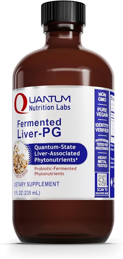 QNL Gæret Liver- PG - Vegansk leverstøtte supplement - Indeholder økologisk gurkemeje og mælk tidsel - Leverstøtte supplement til kvinder & mænd - 8 fl oz