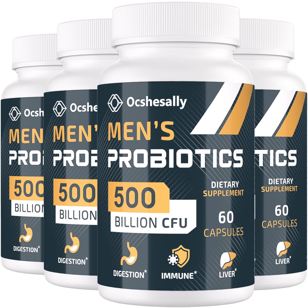 Probiotika til mænd, 500 Millioner CFU 'er & 12 Sprains Herre probiotika, med gurkemeje, Cranberry, Goji - Probiotika til fordøjelsessygdomme, Gut, Immun & Bloating, Prostate & Urinary Tract Health, 240 Capsule
