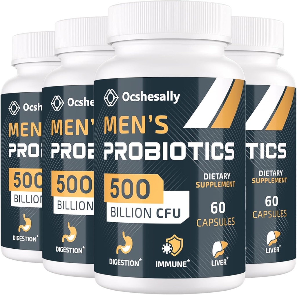 Probiotika til mænd, 500 Millioner CFU 'er & 12 Sprains Herre probiotika, med gurkemeje, Cranberry, Goji - Probiotika til fordøjelsessygdomme, Gut, Immun & Bloating, Prostate & Urinary Tract Health, 240 Capsule